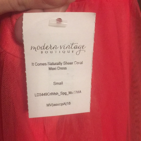 Coral evening dress - Picture 3 of 8